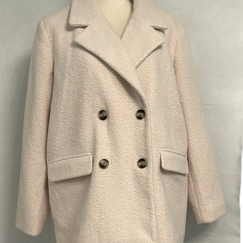 NWT Vero Moda Sally Oversize Teddy Double Breasted Jacket-Cream Color-Large